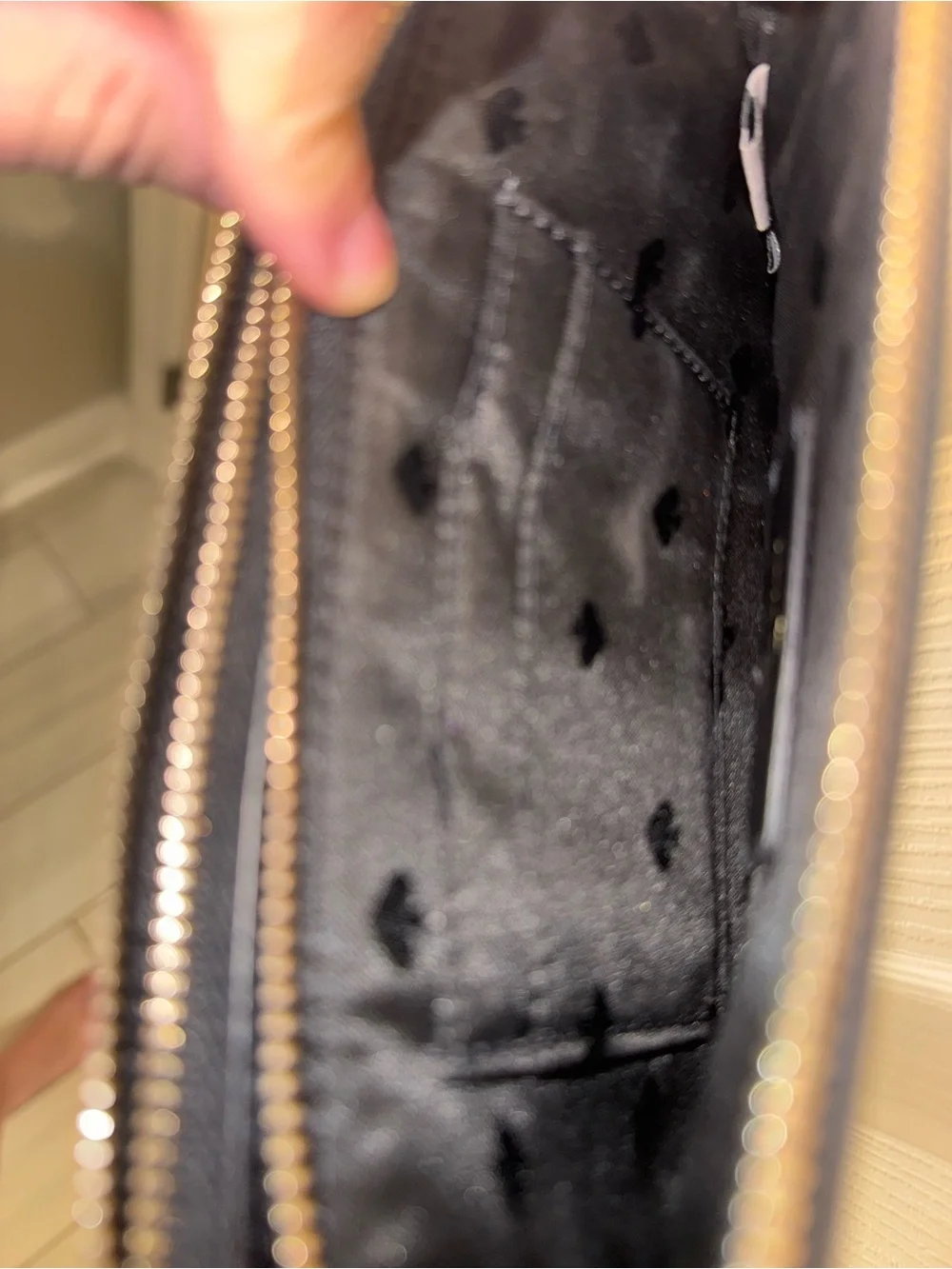 kate spade black saffiano crossbody bag with gold chain strap